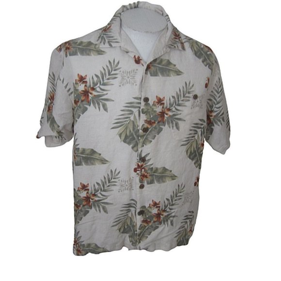 Summa vintage Men Hawaiian camp shirt p2p 24 L aloha luau tropical linen blend - Picture 1 of 10
